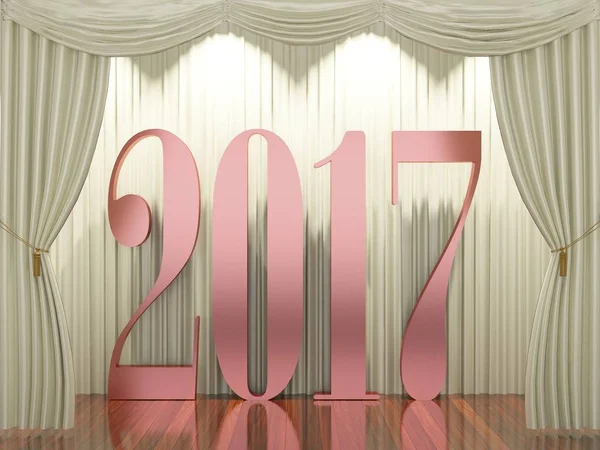 New year 2017,3d rendering of 2017 on stage — Stock Photo, Image