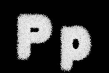 Beyaz çim harfler, üst ve küçük