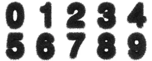 Números feitos de relva de grama isolado em fundo preto — Fotografia de Stock