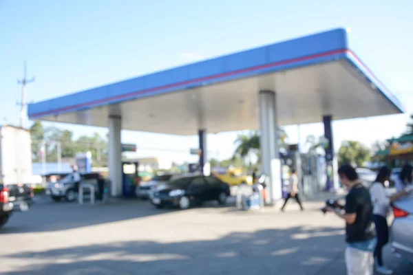Immagine offuscata del distributore di benzina. — Foto Stock