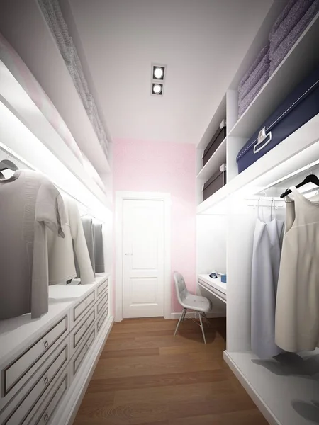 3d representación de interior walk-in closet — Foto de Stock