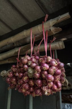 kırmızı soğan tavana asılı 