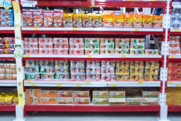 Supermarket in blurry for background — Stock Photo, Image