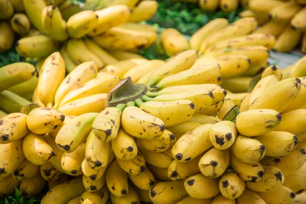 Plátanos amarillos en el mercado, comida tailandesa — Foto de Stock