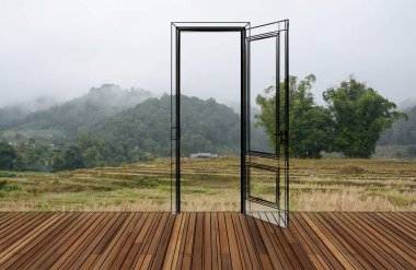 Açılış kapının arkasında, 3d manzara