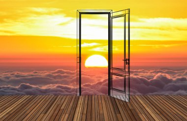 Açılış kapının arkasında, 3d manzara