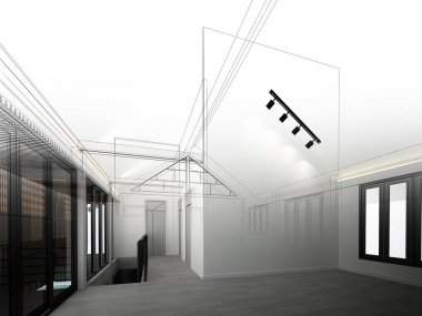 iç mekan, 3d render tasarım kroki