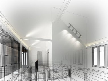 iç mekan, 3d render tasarım kroki