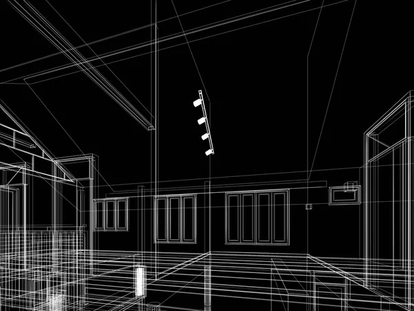 Ескізне проектування внутрішнього простору, 3d візуалізація — стокове фото