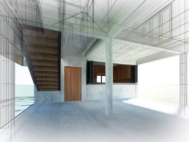 iç mekan, 3d render tasarım kroki