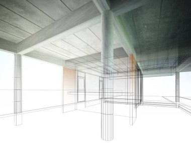 iç mekan, 3d render tasarım kroki