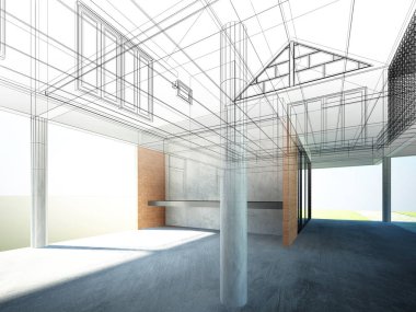 iç mekan, 3d render tasarım kroki