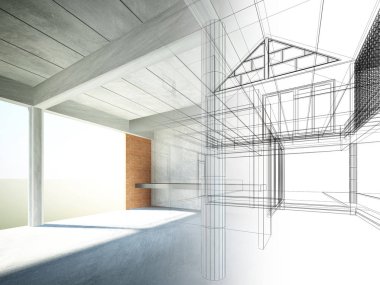 iç mekan, 3d render tasarım kroki