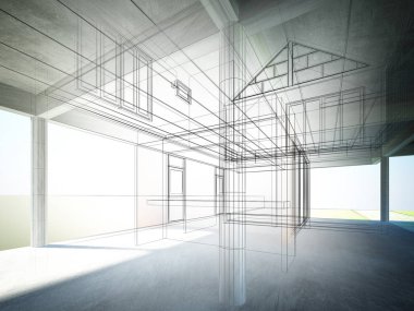 iç mekan, 3d render tasarım kroki
