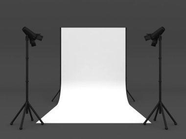 Studio beyaz ekran ile izole bir gri arka plan üzerinde 3 fotoğraf