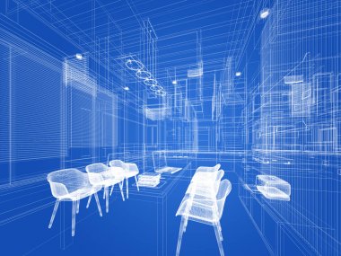 çalışma odası, 3dwire kare render tasarım kroki