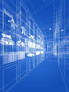 iç tasarımını soyut kroki