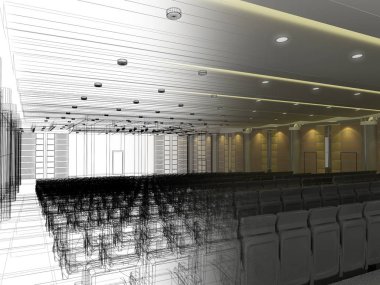 iç Auditorium, 3d render tasarım kroki