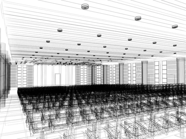Skizze des Innenraums Auditorium, 3D-Renderer — Stockfoto