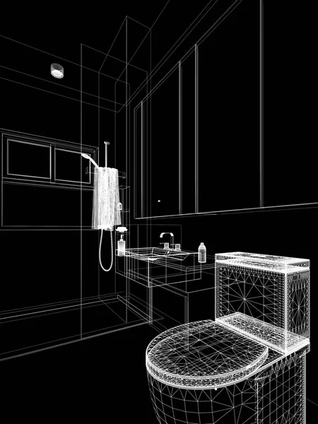 Diseño abstracto de boceto de baño interior —  Fotos de Stock