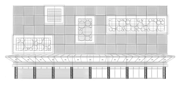 Abstraktní skica design exteriéru budovy — Stock fotografie