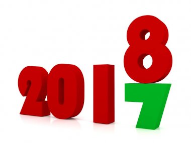 Yeni yıl 2018, 3d render 