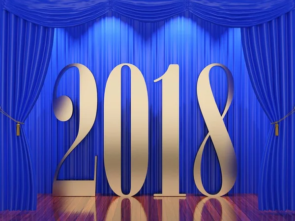 Neujahr 20183d Darstellung von 2018 auf der Bühne — Stockfoto