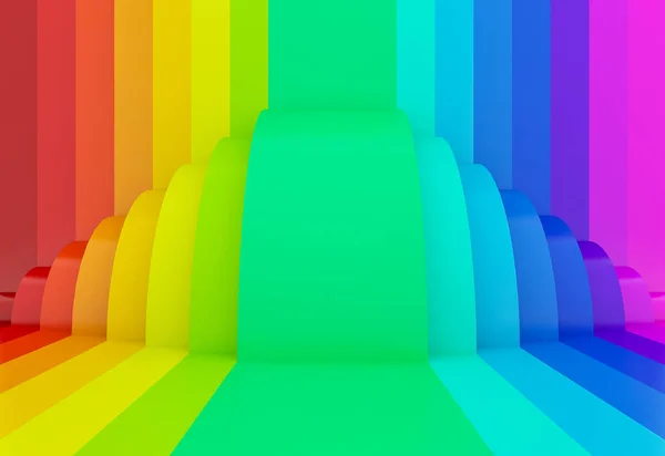 Abstrakte bunte Regenbogen Perspektive Hintergrund, 3d — Stockfoto