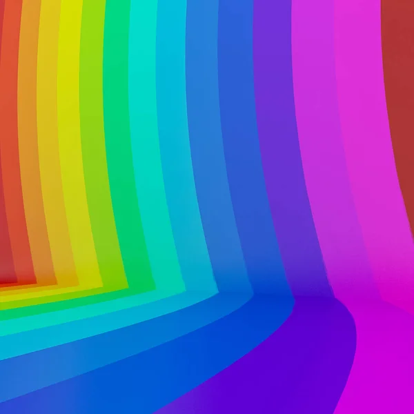 Kleurrijke regenboog perspectief achtergrond, 3d abstract — Stockfoto