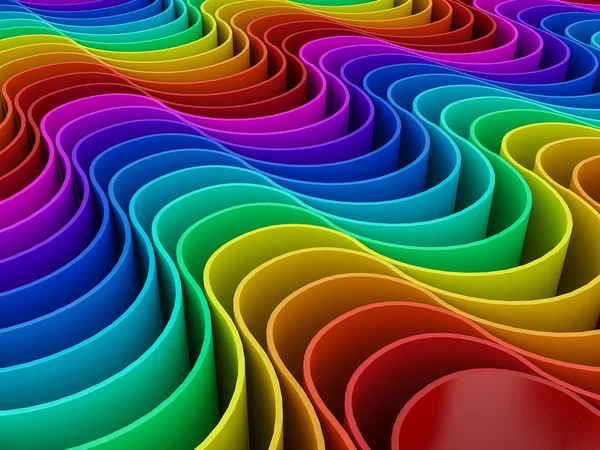 Abstract kleurrijk van kromme regenboog achtergrond, 3d — Stockfoto