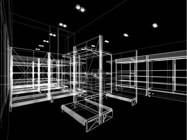 süpermarket, 3d render tasarım kroki