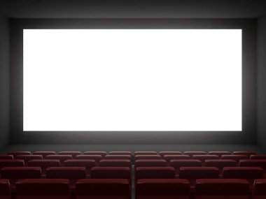 Sinema Salonu beyaz screen.3d işleme
