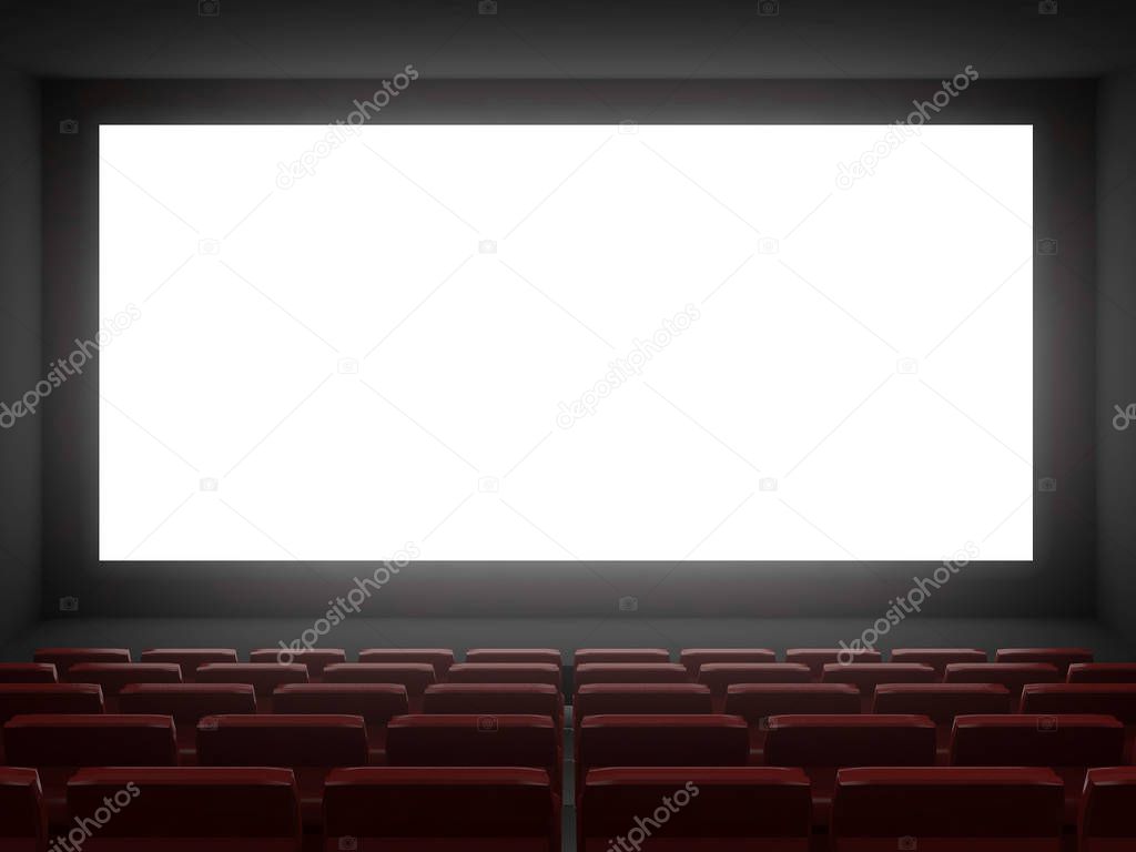 cinema hall white screen.3d rendering
