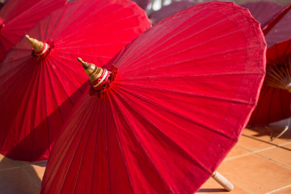 Traditional Thai red umbrella