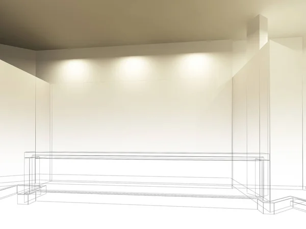 Sketch design of counter bar ,3dwire frame render — Stock Photo, Image