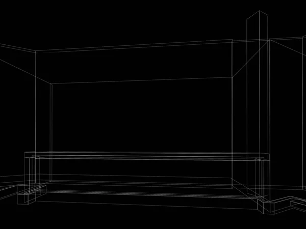 Schets ontwerpen van teller bar, 3dwire frame maken — Stockfoto