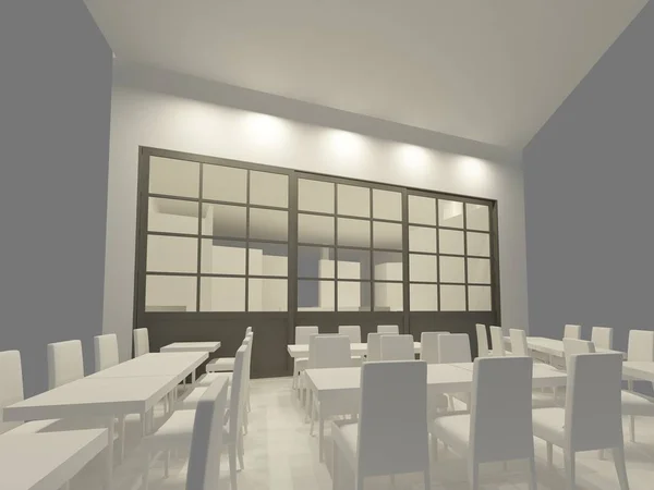 3d 线框渲染的餐厅草图设计 — 图库照片