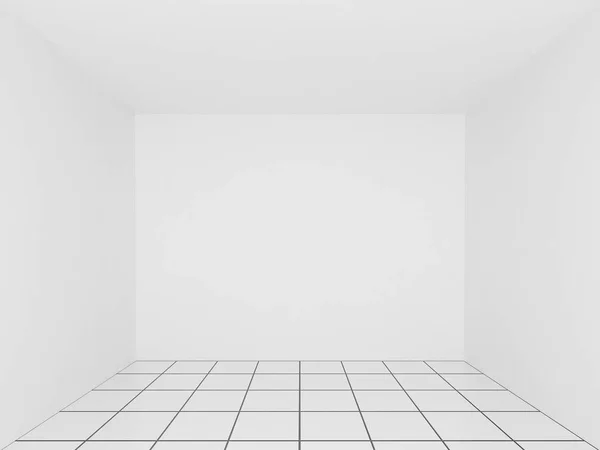 Weiße Wand, leeres Zimmer, 3D-Innenraum — Stockfoto