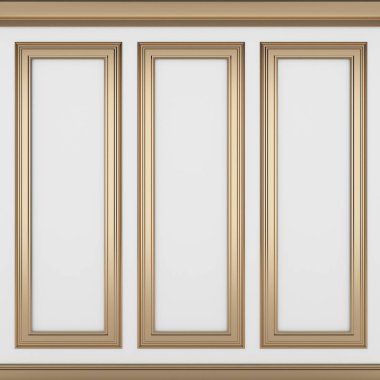 Dekorasyon klasik beyaz duvar, 3d render 