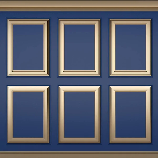 Decoração parede azul clássico, renderização 3d — Fotografia de Stock