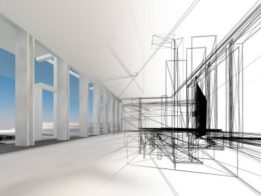 dahili salonun tasarımı, 3D görüntüleme