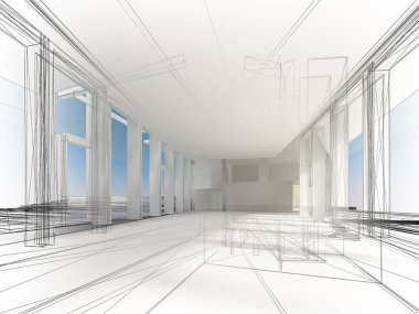 dahili salonun tasarımı, 3D görüntüleme