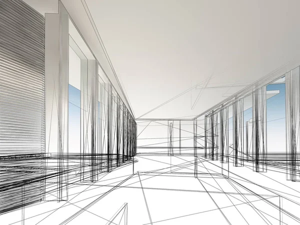 Entwurf Innenraum, 3D-Rendering — Stockfoto