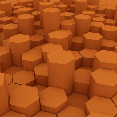Turuncu altıgen desen backgrond. 3D render