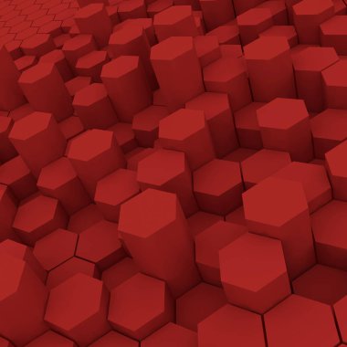 Kırmızı altıgen desen backgrond. 3D render