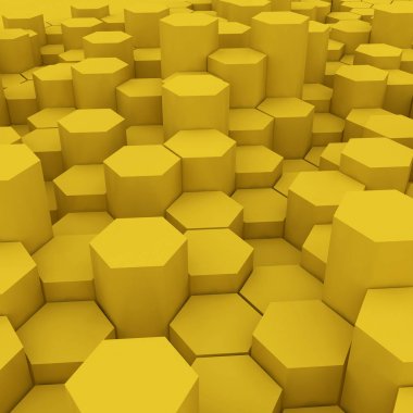 Sarı altıgen desen backgrond. 3D render