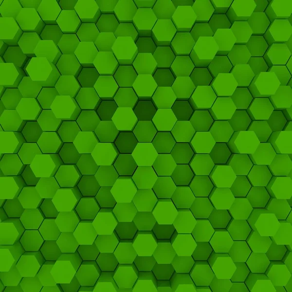 Zöld hatszögletű minta backgrond. 3D-leképezés — Stock Fotó