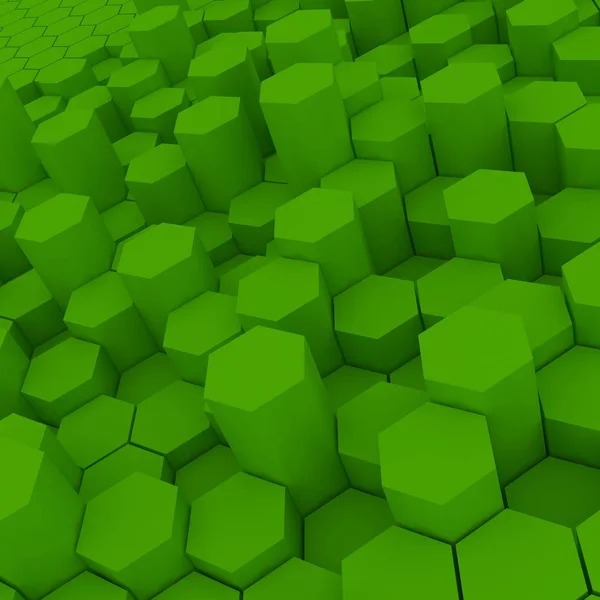 緑の六角形パターンの背景 レンダリング — ストック写真