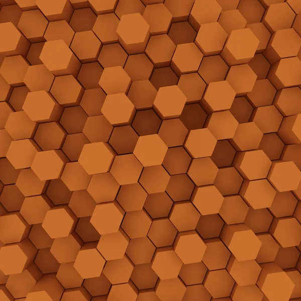 オレンジ色の六角形パターンの背景 レンダリング — ストック写真