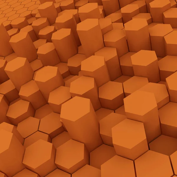 Modèle hexagonal orange backgrond. Rendu 3d — Photo